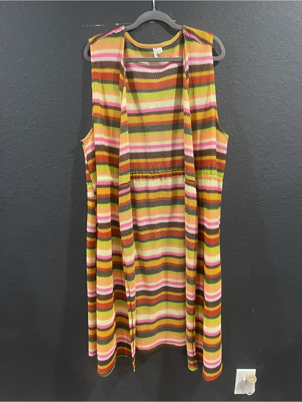 Cato Striped Sleeveless Dress in Pink, Green & Brown